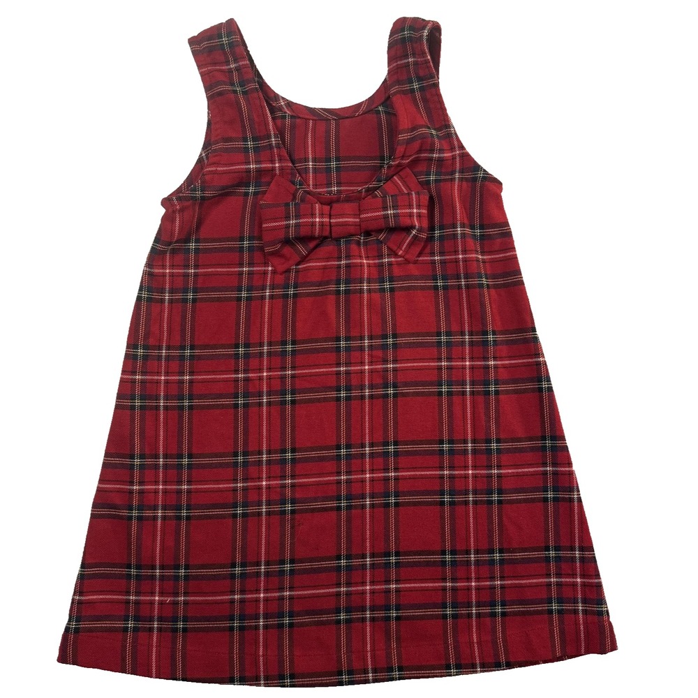 H&M Dress Girls 10 Red Plaid Sleeveless Bow A-Line Jumper Fall Winter Party